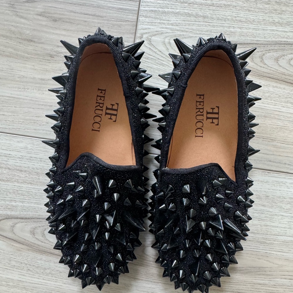FERUCCI CHILDREN KIDS BLACK SPIKES LOAFER SIZE 11 TODDLER